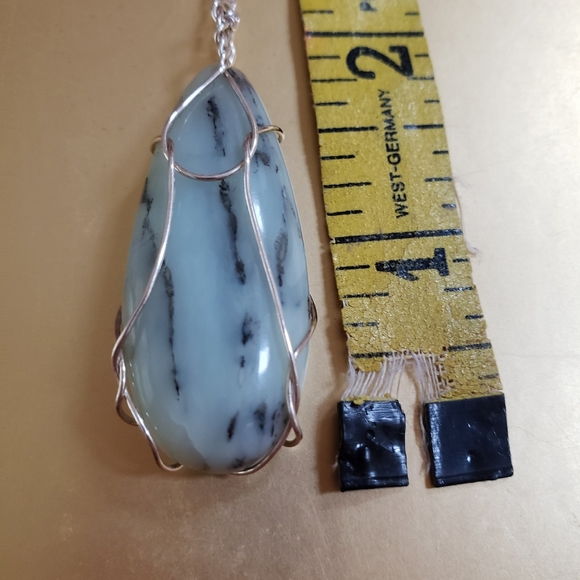 ARTISAN HANDMADE LARGE BLUE GREEN ANDEAN OPAL WIRE WRAPPED NECKLACE - Picture 7 of 7